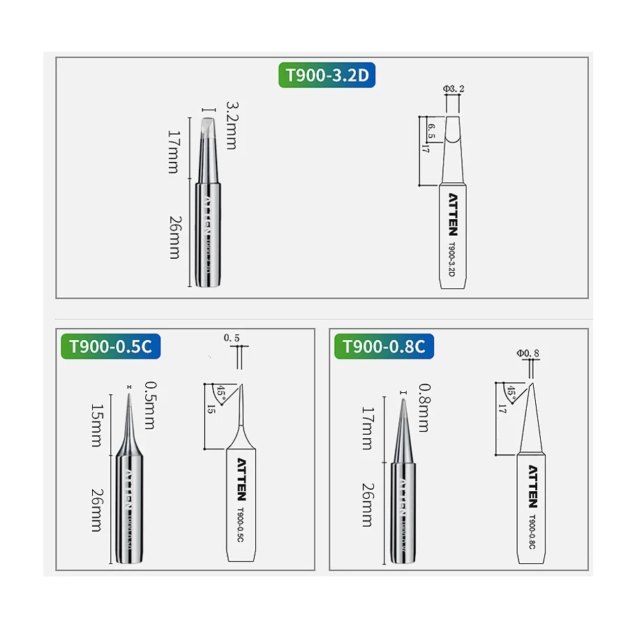 ATTEN Original authentic 900M-T T-900 Soldering Iron Welding Tip Head