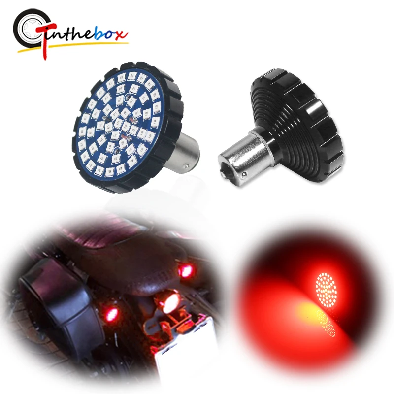 

2 шт. без гипер-вспышки 1156 BA15S S25 48-SMD красный цвет задние указатели поворота комплект огнеупорных колец для Harley Davidson задние фонари