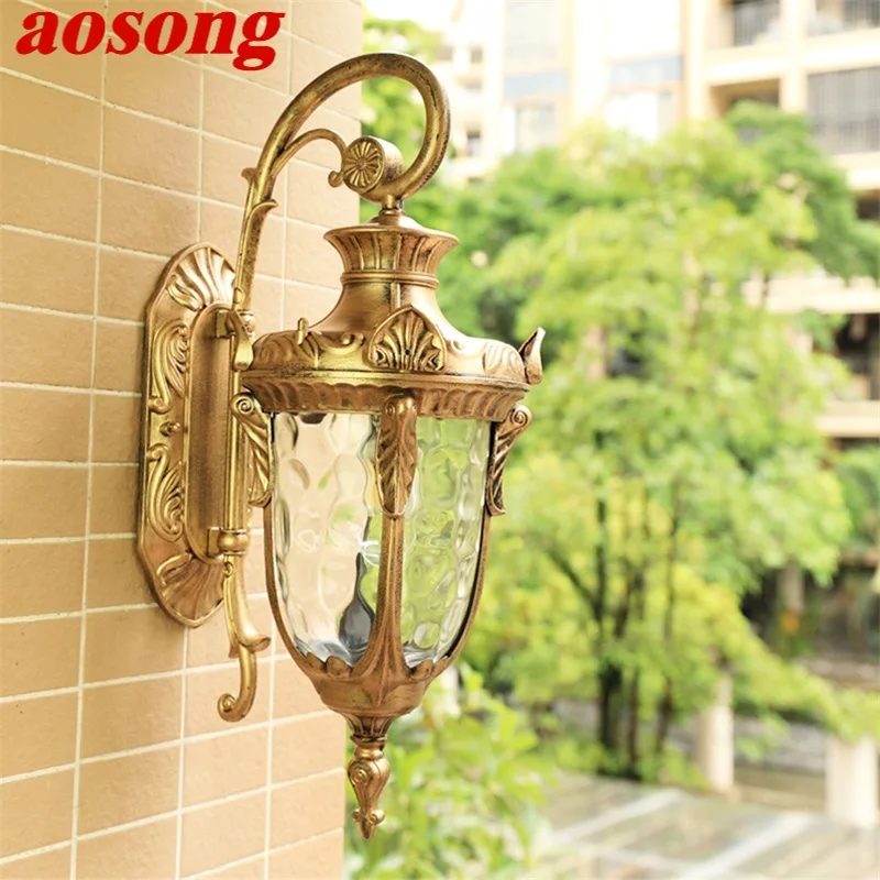 AOSONG Outdoor Wall Lamp Classical Retro Bronze Lighting LED Sconces Waterproof Decorative for Home Aisle