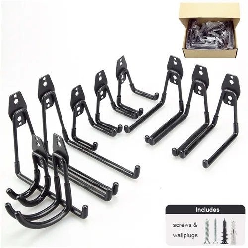 DRELD 10Pcs/set Heavy Duty Metal Hooks Wall Mount Garage Bike Hanger Hook Garden Bathroom Organizer Hooks Kitchen Storage Tools