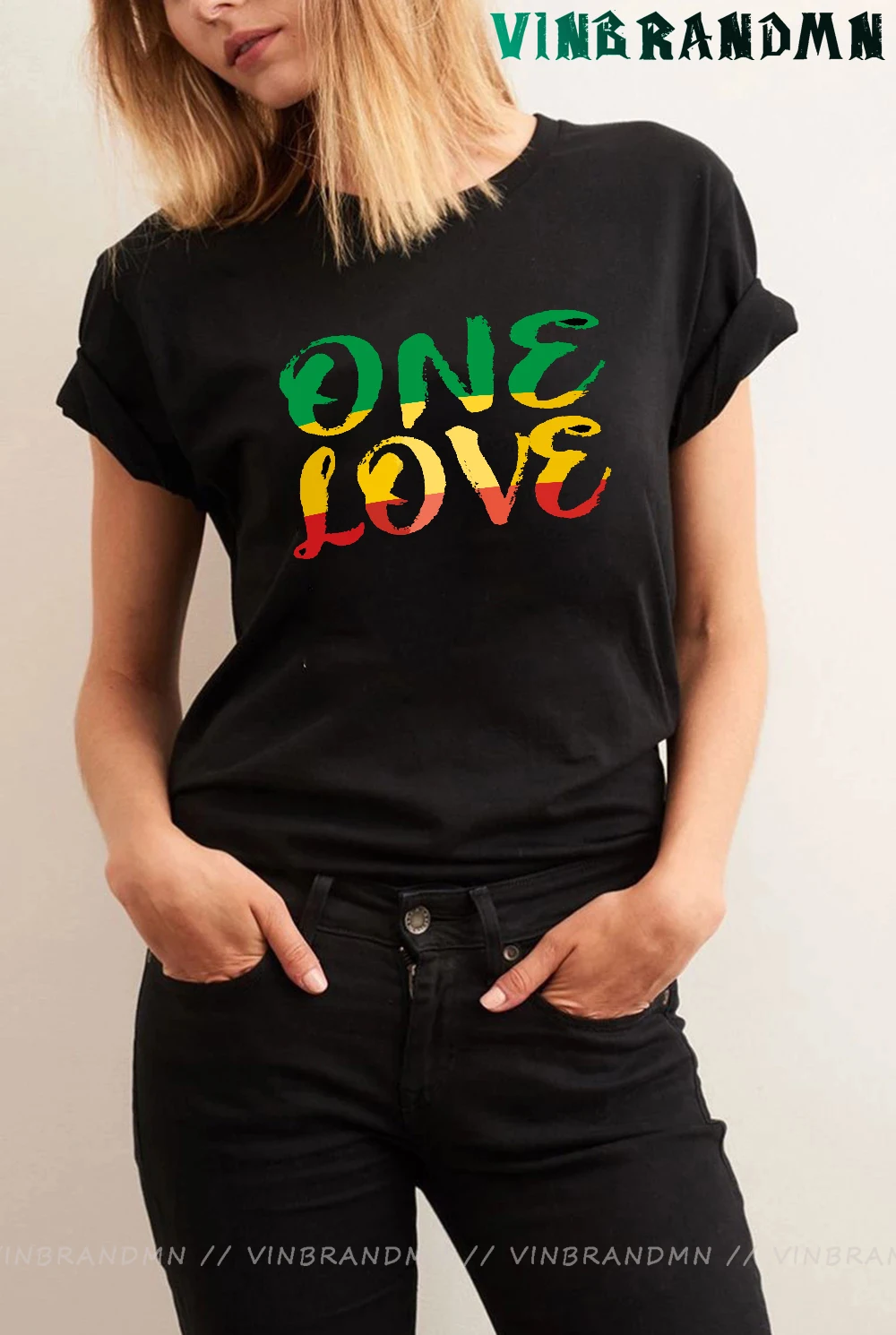 Fashion Classic Rasta One Love Women T shirt Rastafari Lion King T-shirts Jamaica Colourful Flag Design Tee Tops Mujer Camisetas