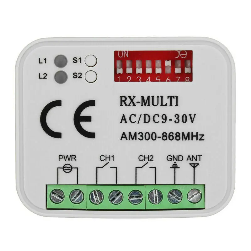 Garage gate remote receiver 433 868mhz RX MULTI 300-900MHZ AC/DC 9-30V receiver for garage door command gate control transmitter