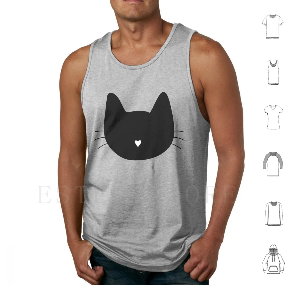 Cat Heart Nose Tank Tops Vest Sleeveless Meow Miaow Cat Cats Kitty Kitten Animal Text Meow Meow Cat Love Kitty Love Cute