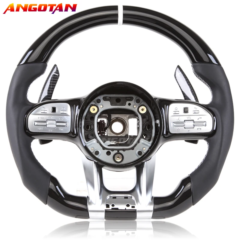 

Piano Black Paint Carbon Fiber Steering Wheel Fit For Benz AMG W205 W213 W222 W218 W219 C CLS CLA S63 S65 G GLC W204 W176 X166