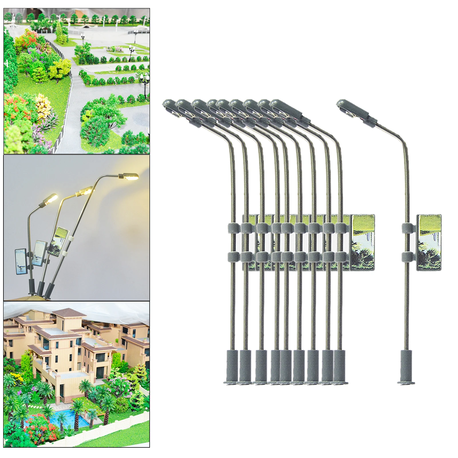 

10pcs Train LED Light Landscape Lawn Railway Lamp Post Layout Mini Garden Street Lights Model Building HO/TT/N Scale