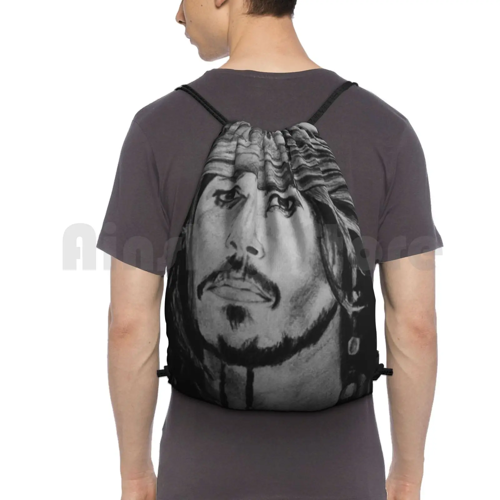 Backpack Drawstring Bags Gym Bag Waterproof Johnny Depp Depp Johnny Separated Tags Please Thank You Pirates