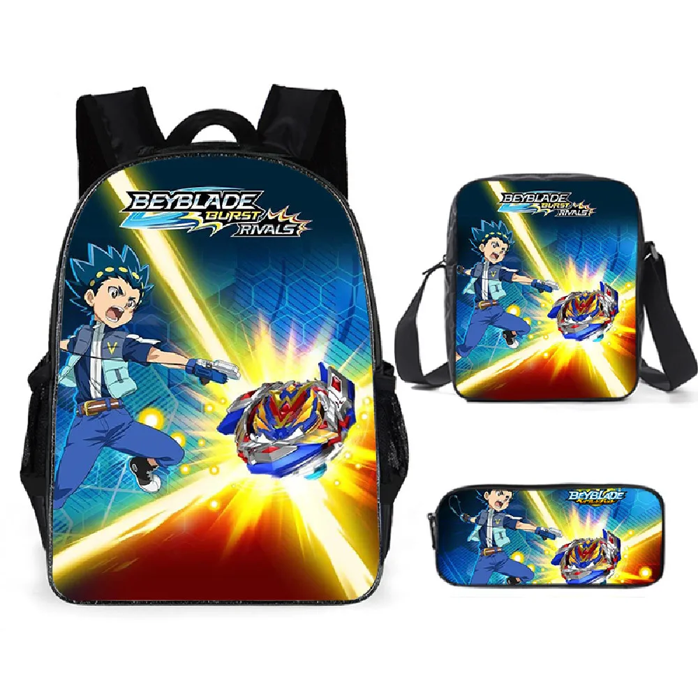 3Pcs/set Japanese Anime Beyblade Backpack 3D School Bag Sets for Teenager Boys Girls Cartoon Kids Schoolbags Children Mochilas