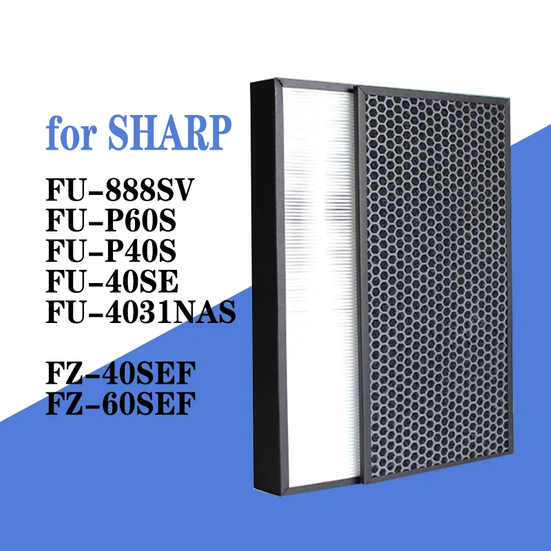 FZ-40SEF FZ-60SEF Hepa Carbon Filter Replace For Sharp FU-888SV FU-P60S FU-P40S FU-40SE FU-4031NAS Air Purifier Parts