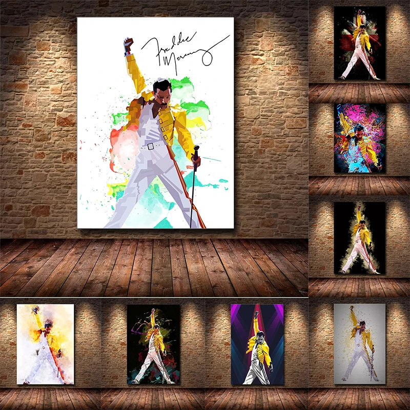 Abstract Klassisk Veggmaleri Freddy Mercury Queen Bohemian Rhapsody Canvas Painting Poster Living Room Home Decor PictureCuadros