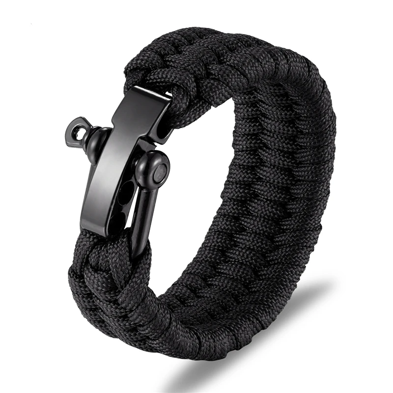 Outdoor Camping Stainless Steel Bracelet Men Paracord Parachute Rope Wristband Survival Bangle Homme Handmade Braided Jewelry