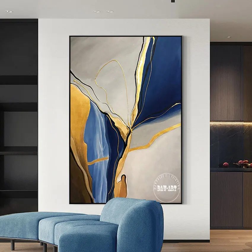 Abstract 2PCS Picture, Art Canvas Wall, Modern Hotel Hall Decor, New Design, Texture Gold Foil Painting, Unframed Room Artwork