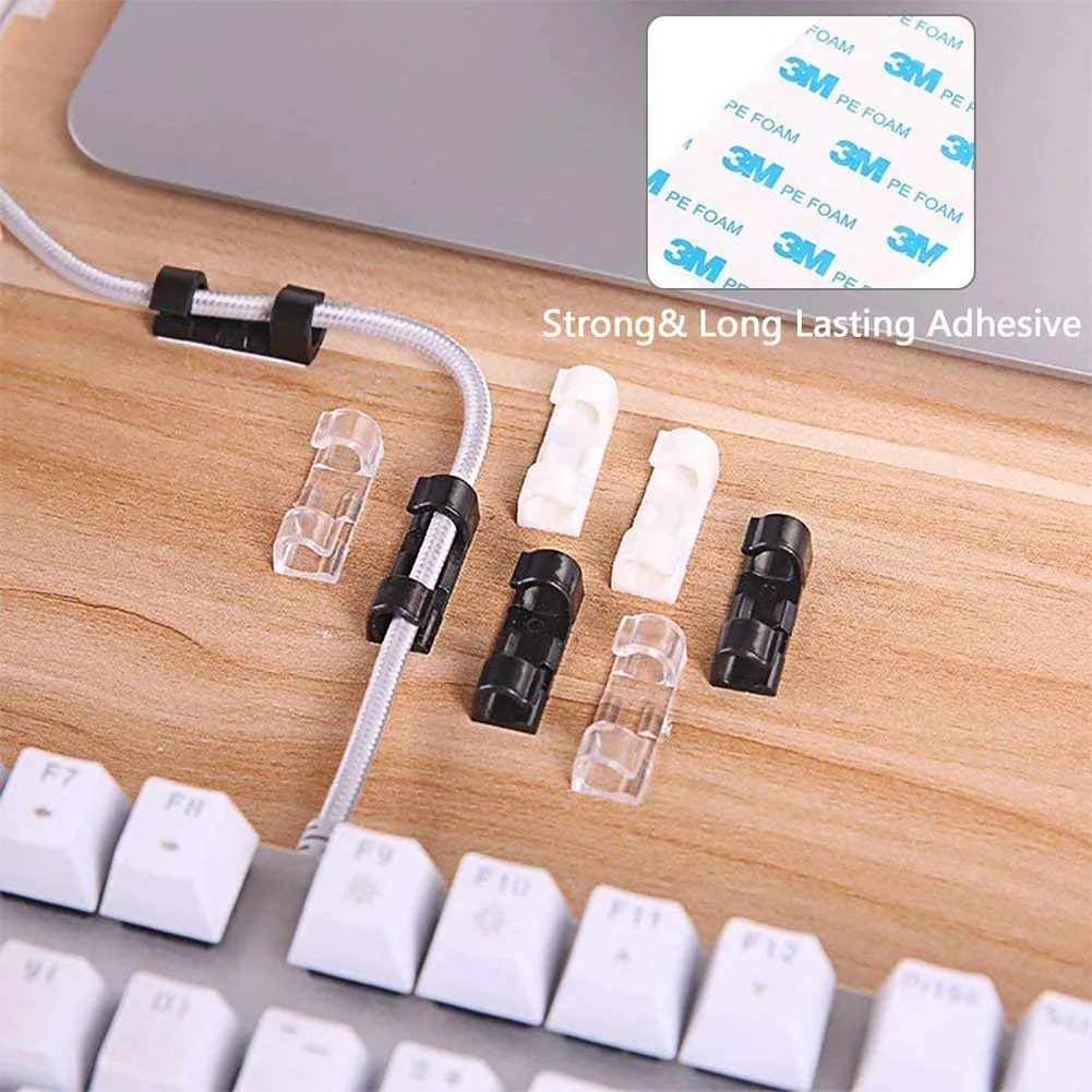 Cable Organizer Clips para Desktop e Workstation, Wire Manager, suporte do cabo, carregamento USB, Data Line Winder, Gestão, 20PCs