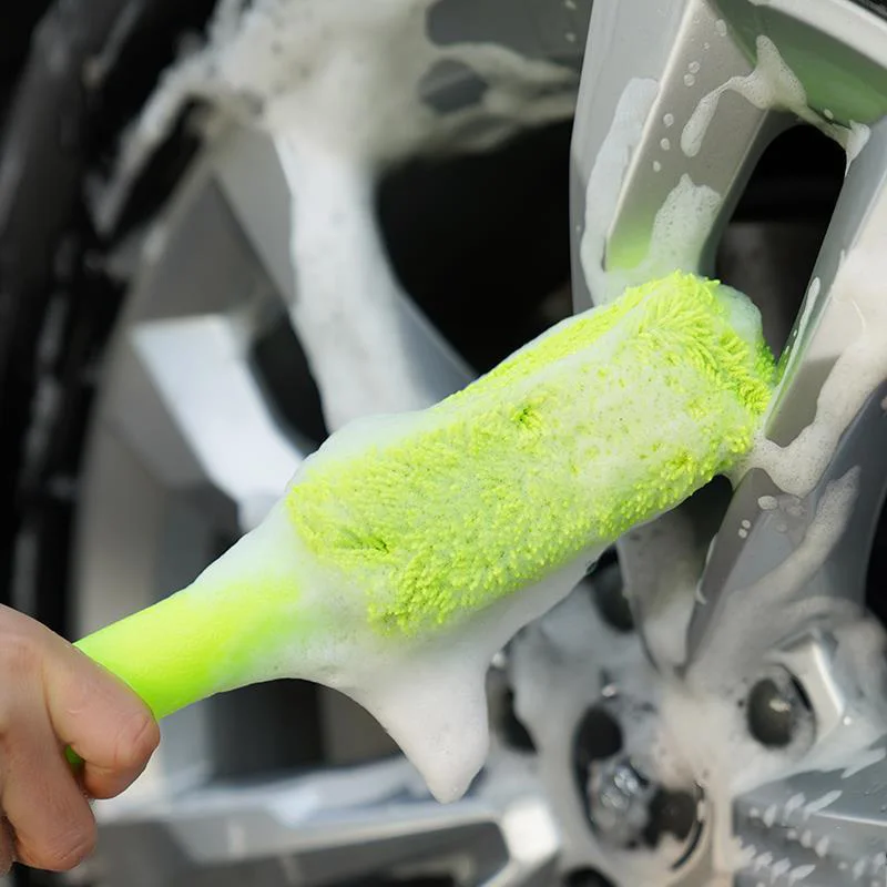 1 Buah Sikat Roda Mobil Portabel Sikat Pelek Ban Serat Mikro Pegangan Plastik Pembersih Cuci Mobil Alat Pembersih Rumah Tangga