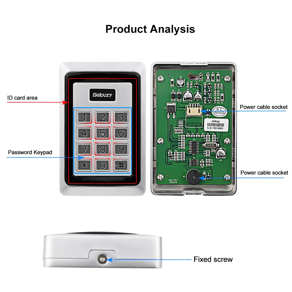 OBO Hands RFID Access Control Keypad Programming Controller Metal Waterproof Keyboard with/without 125KHz Keyfobs for Door Lock