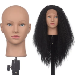 Mannequin Head Without Hair Female Bald Cosmetology Practice Training Manikin Head Wig Cap Glasses Display Dummy Head