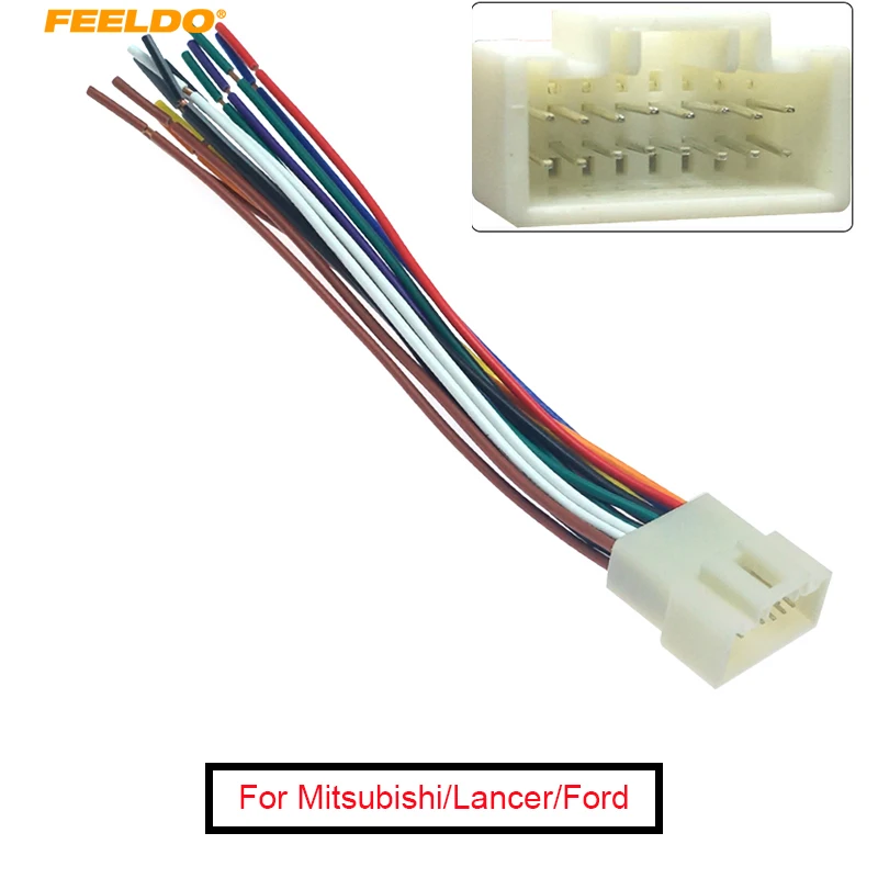 

FEELDO 1Pc Car Stereo Radio 16Pin Wire Harness For Mitsubishi/Lancer/Ford Relevant Installing Aftermarket Stereo Unit