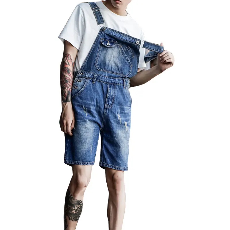 

Men's Denim Suspenders Shorts Summer One-Piece Denim Overalls Men's Shorts Five-point Denim shorts Slim Overalls Size S-5XL