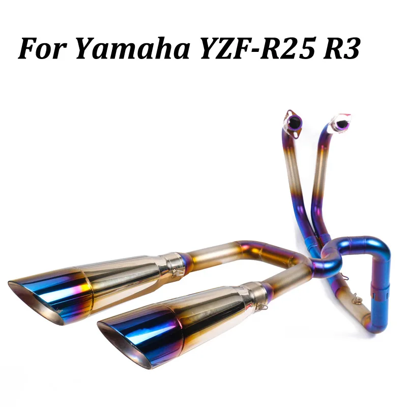 Slip on For Yamaha YZF-R25 R3 Full System Double Row Motorcycle Exhaust Muffler Modified with Front Link Pipe