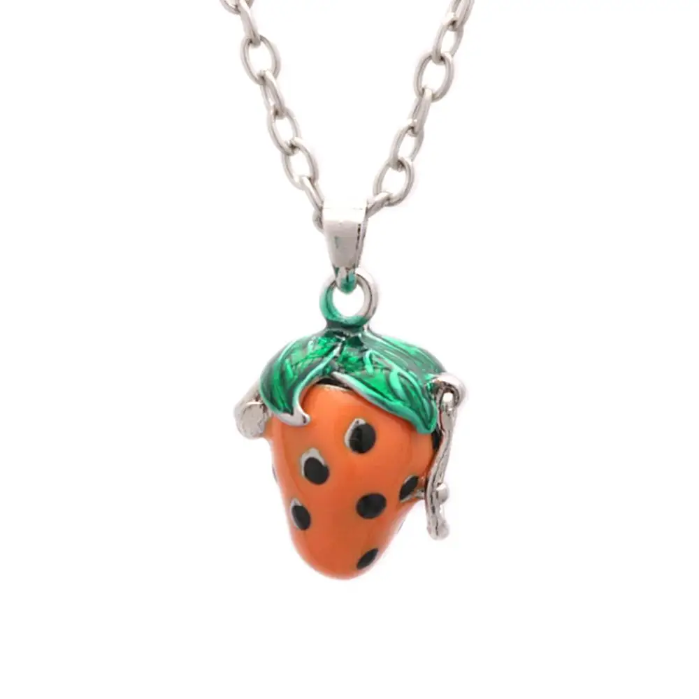 1PCS Retro Red Strawberry Pet Ashes Souvenir Mini Orange Cremation Wishing Pendant Bronze Necklace Ash Pendant With Chain