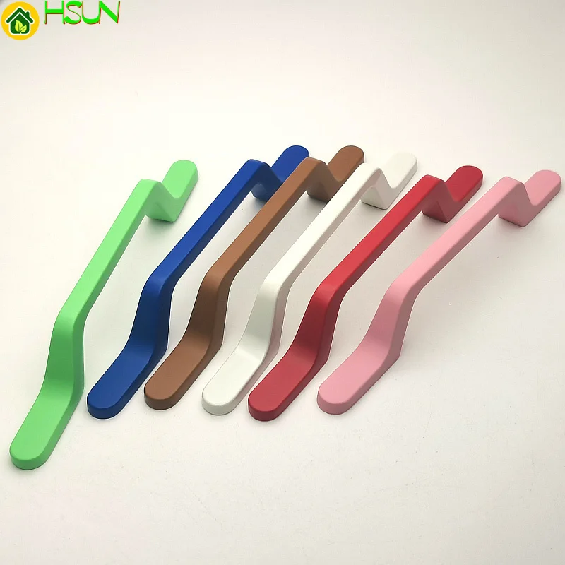 Modern simple cabinet wardrobe door children's room color handle 96 / 160 black and white pink light blue drawer long handle