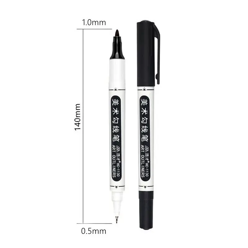 10 sztuk Twin Tip wodoodporna stała 0.5/1.0mm stalówka grzywny ultra-cienkie punkty czarny niebieski czerwona farba Marker do malowania długopisy materiały biurowe