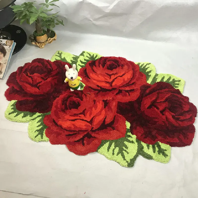 Tufted Rose Rug Super Soft Plush Four Floral Floor Mat Bedroom Living Room Door Bathroom Floral Carpets Home Decor