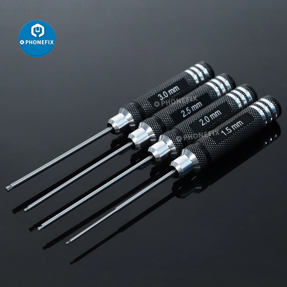 Kit de herramientas de destornillador Hexagonal de 4 piezas, juego de destornilladores hexagonales de 1,5/2/2,5/3mm para helicóptero de control remoto, FPV, Dron de carreras, reparación de modelos de avión