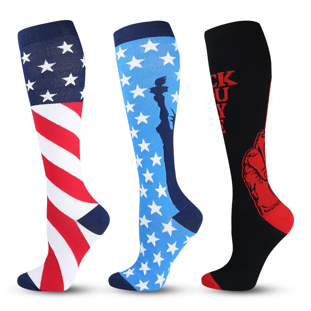 USA Flag Compression Socks Fit For Sports Compression Socks For Anti Fatigue Pain Relief Knee Prevent Varicose Veins Socks