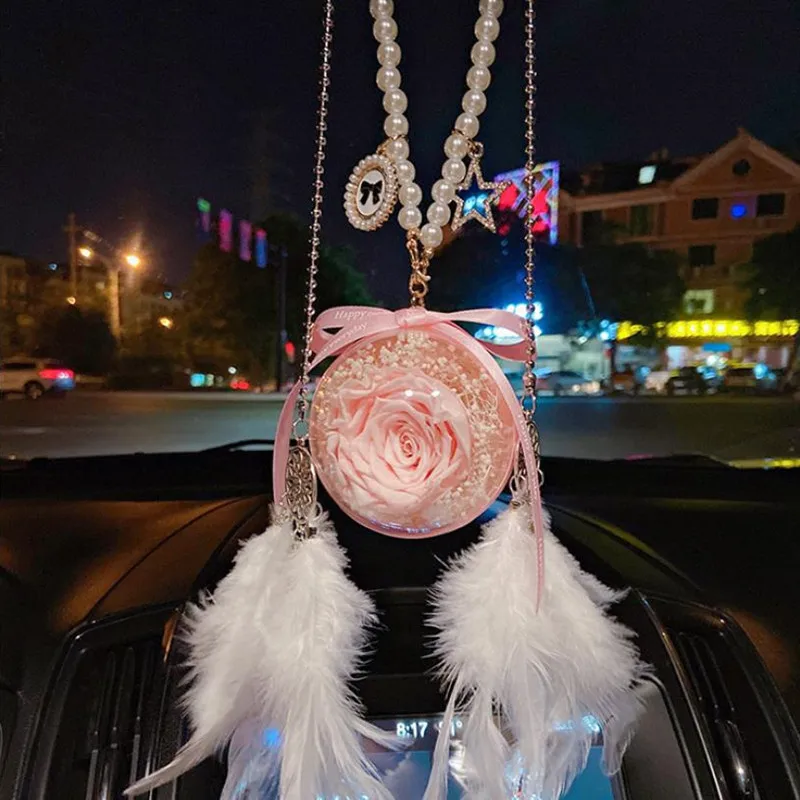 High Quality Plaster Women's Car Decoration Souvenir Horse Car Rearview Mirror Aroma Pendant Car Interior Accessories