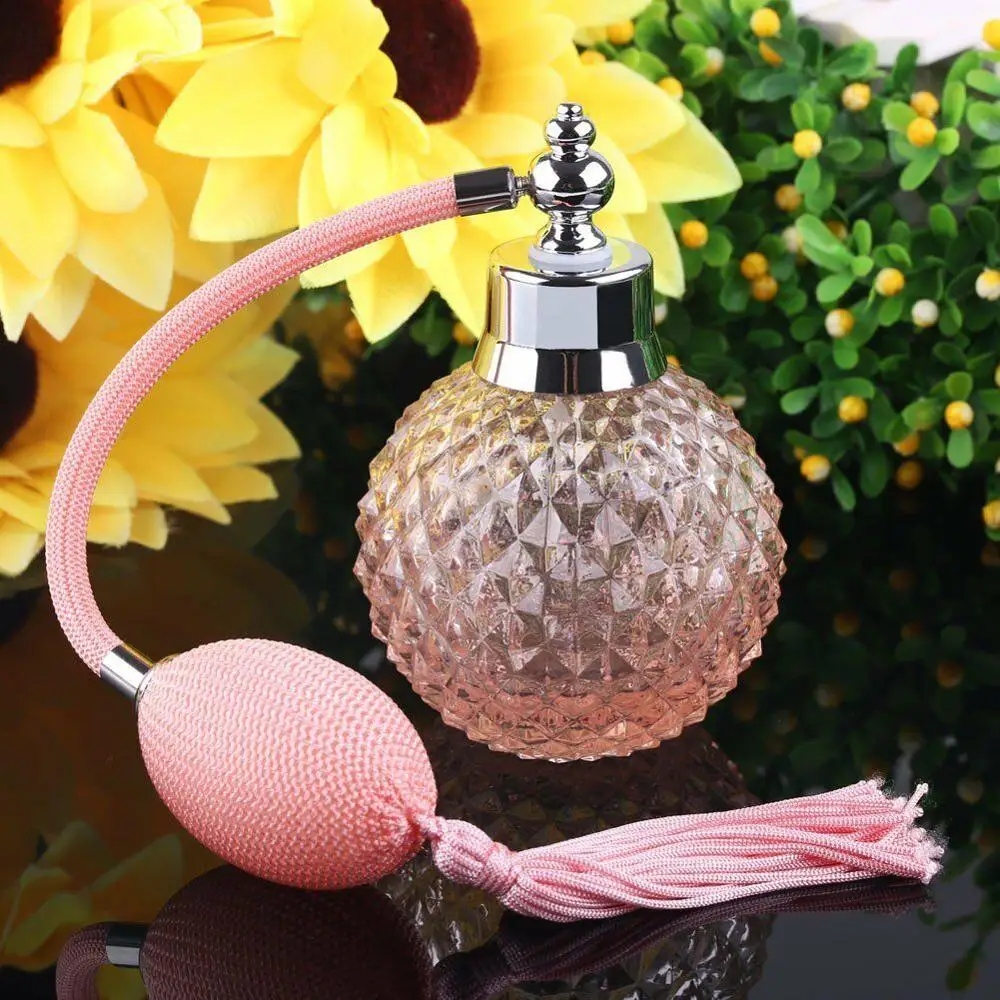 100ml Vintage Crystal Perfume Bottle Purple White Long Spray Atomizer Refillable Glass Bottles with Tassel Women lady\'s Gift