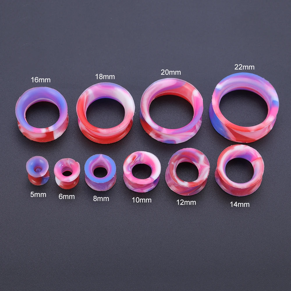 ZS 3-25mm Double Flared Silicone Flexible Ear Gauges Tunnel Pink Ear Expansion for Men Women Ear Stretcher Ear Piercing Jewelry