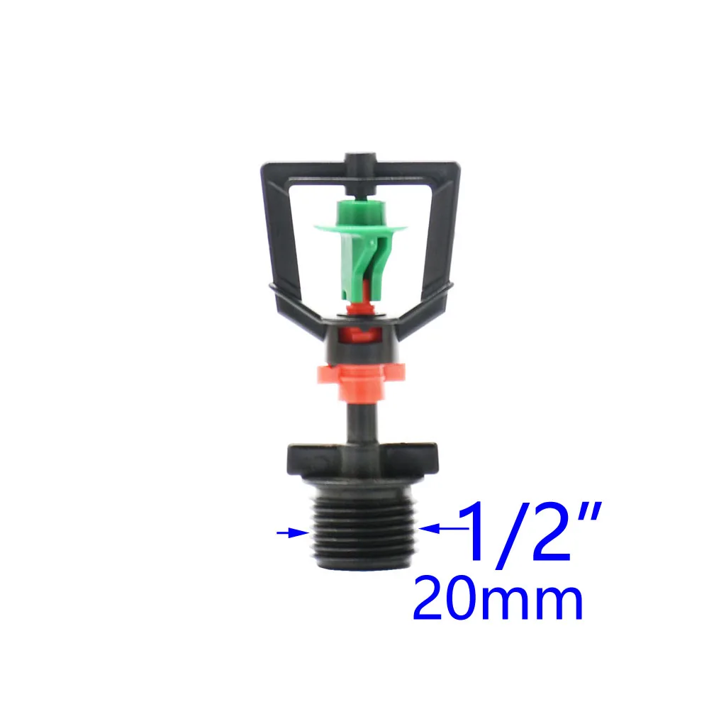 5Pcs 360 Degrees Rotating Sprinkler Refraction Mist Nozzle With Nozzle Holder 1/2 Thread Barb Connector Watering Irrigation