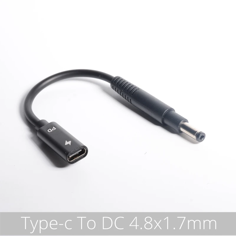 USB 3.1 TYPE C to DC 4.8*1.7 / 4.8x1.7mm Male to Male Laptop Charger DC Jack Power Adapter Cable 1.5M Decoy Trigger PD Charging