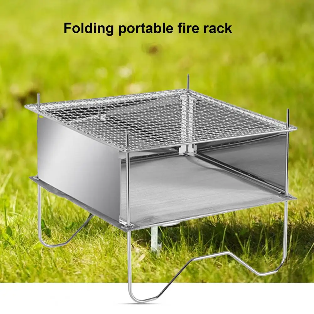 Sturdy Camping Grill High Stability Outdoor Grill Fire-Proof Compact Barbecue Grill Portable Folding BBQ Stove Grill for Picnic