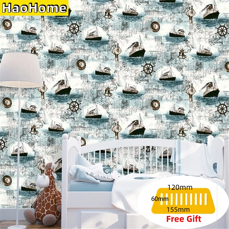 

Самоклеящиеся обои HaoHome, Детские Водонепроницаемые обои в средиземноморском стиле, для студенческого общежития, стола, шкафа