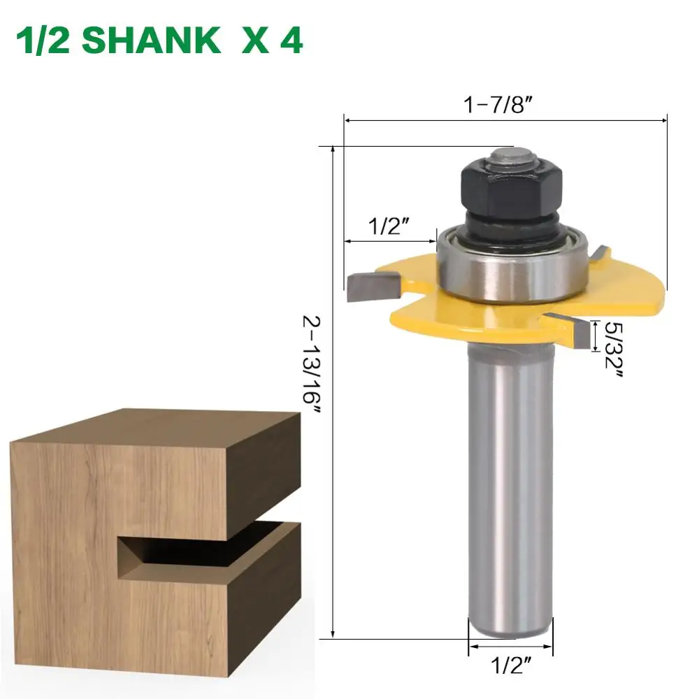 1pc 8mm 1/4″ 6mm 1/2″ 12mm shank Groove Joint Assembly Router Bit Set 3/4\