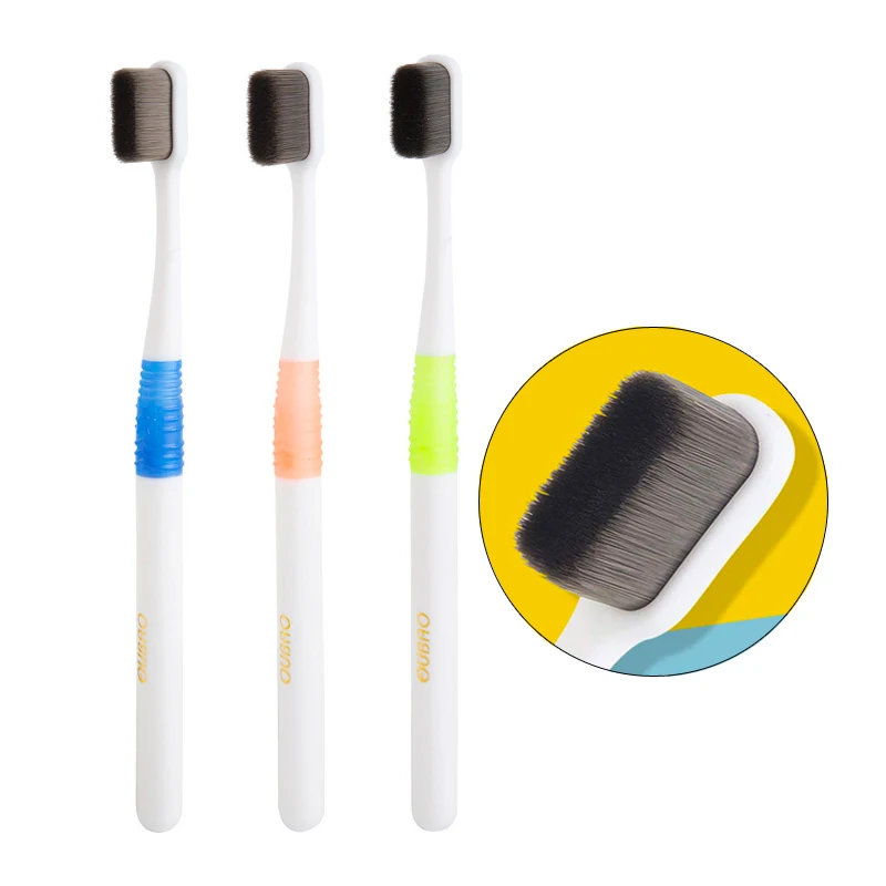 Cepillo de dientes de cerdas súper densas fibra de carbón de bambú Ultrasoft Cuidado Oral suave para encías sensibles embarazadas con estuche de viaje