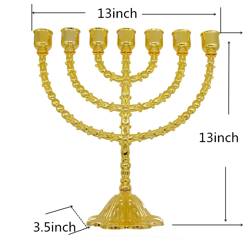 Crystal candle holder Big Menorah Candelabra Brass Gold holders 7 Branched Religious