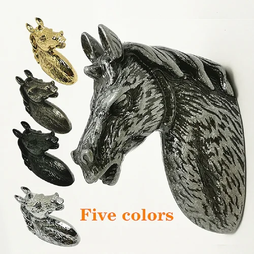 참신한 창조적인 손잡이 3D 말 머리 가구 하드웨어 액세서리 손잡이 부엌 찬장 캐비닛 손잡이 서랍 당겨 5 색 