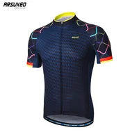 ARSUXEO-Camiseta de ciclismo de manga corta para hombre, camiseta de secado rápido para bicicleta de montaña, ropa para bicicleta de carretera, cremallera reflectante Z84
