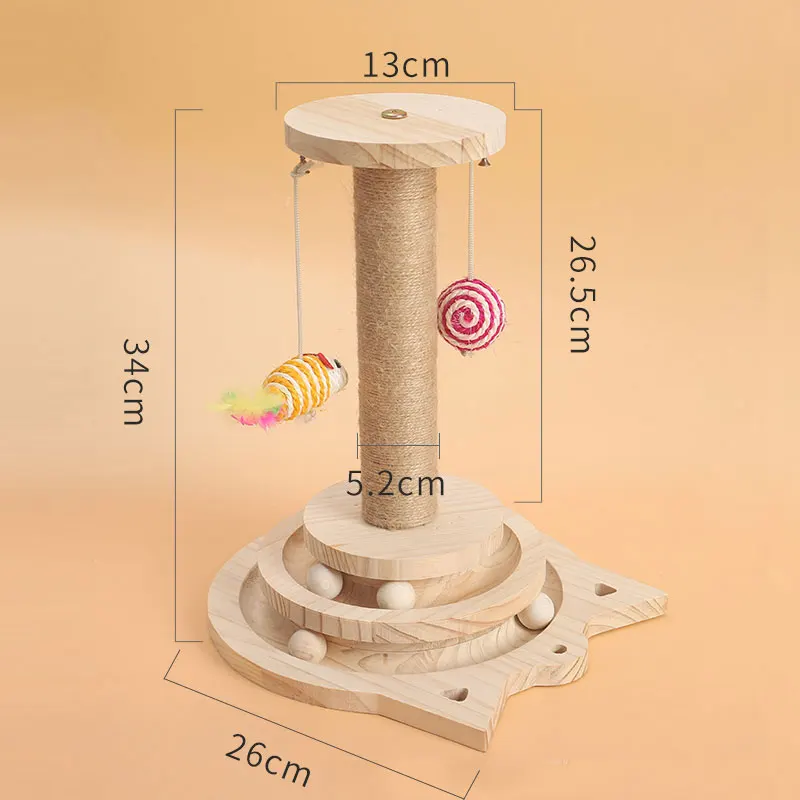 Cat Wooden Toys Funny Turntable Tower Tracks For Kitty Pet Smart Ball Rocking Toy For Cat Gift Intelligence Amusement