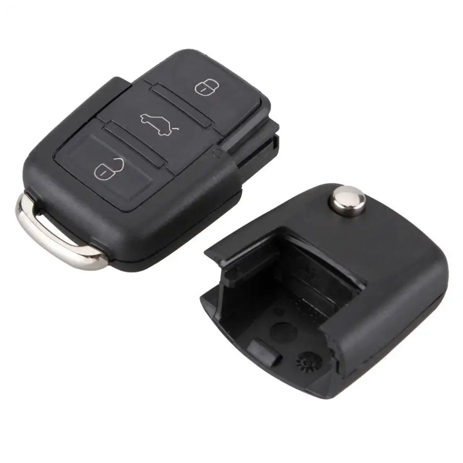 Funda de llave de repuesto para coche inteligente, carcasa negra con 3 botones, sin Chip, compatible con Volkswagen B5, Passat