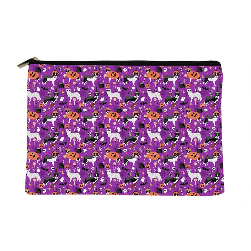 Mulheres halloween collie impresso maquiagem saco moda feminina cosméticos organizador saco para viagens colorido saco de armazenamento para senhora