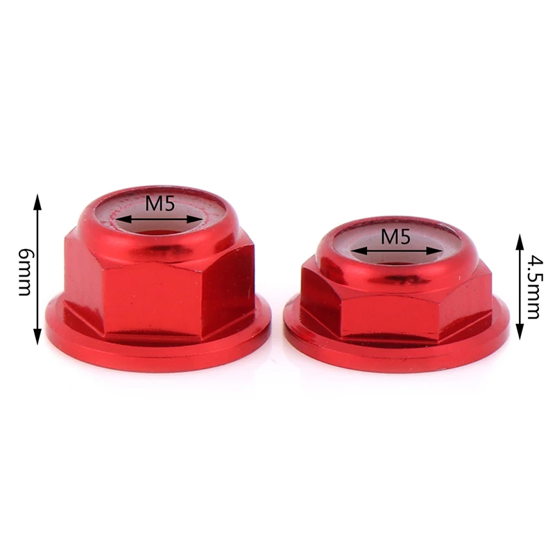 5Pcs M5 Aluminum Flange Nylon Nut Low Profile CW CCW Anti-Loose Insert lock For 2204 2205 2206 Brushless Motor RC QAV250 210