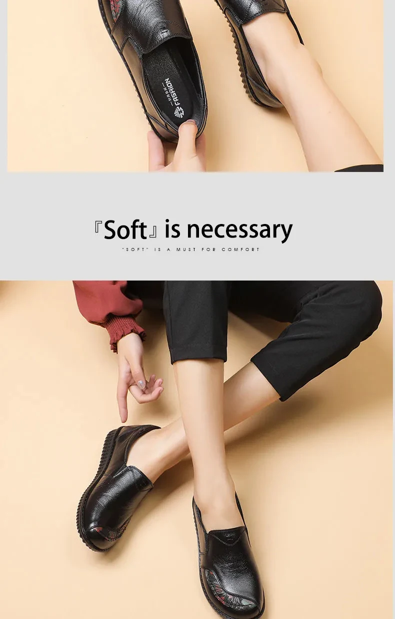 Echt leder Ballerinas Schuhe Frauen Vintage Luxus hochwertige Slipper Damen Mokassins lässig elegante Damen breite Schuhe – Detail 26