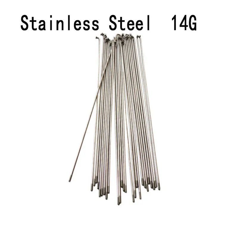 Bicycle Stainless Silver Steel Spokes 36pcs Bike Parts 14G J Bend with Nipples High Quality Many Length