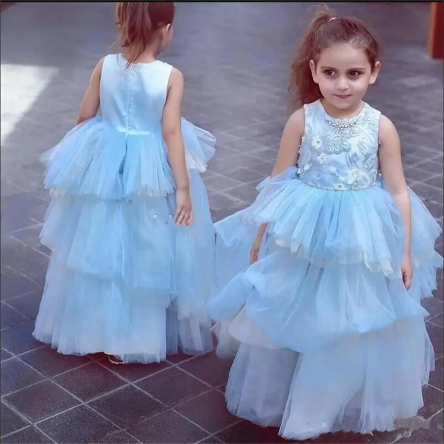 Vestidos de flores para niñas pequeñas, vestidos de desfile con cuentas, fiesta de cumpleaños, baile de graduación, vestido de Navidad