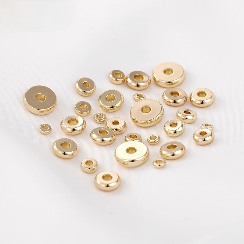 14K package gold color protection gold bead flat bead spacer DIY Bracelet Necklace Earrings accessories material loose beads