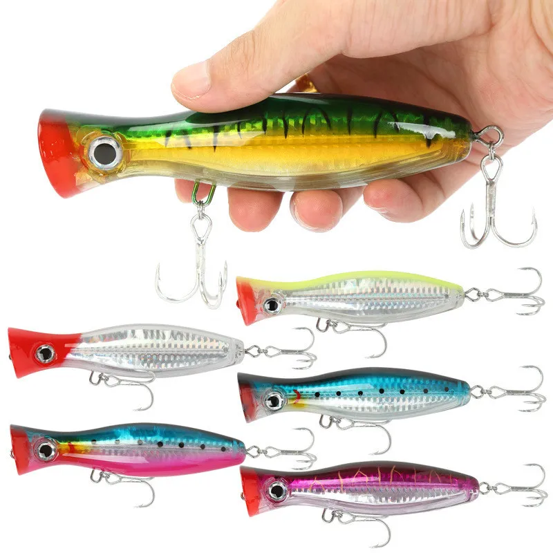 

12cm 42g Big Popper Hard Lure 6Colors Topwater Floating Fishing Lures Crankbait Minnow Swimming De Peche Wobbler Sea Fishing