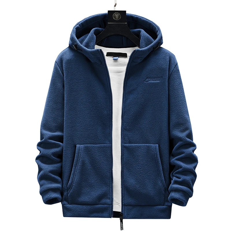 Korean Spring And Winter Sweater Large 8Xl Men\'S Loose Cardigan Sportswear Solid Color Casual Fleece Hooded Jacket Warm